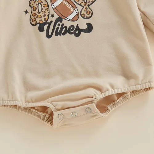 Vista 5 de Conjunto de fútbol para bebé, sudadera con estampado de letras, manga larga, cuello redondo, ropa para otoño e invierno