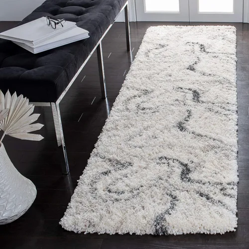 Vista 7 de SAFAVIEH Fontana Shag Collection - Alfombra decorativa, 2 pies 3 pulgadas x 4 pies, marfil y gris, no desprende pelusa y de fácil cuidado, 2