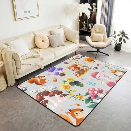 Vista 24 de jejeloiu Cute Mushroom Decor Rugs for Living Room Bedroom for Kids Boys Girls Area Rug 3x5 Botanical Plants Decorative Carpet Cartoon Mushrooms