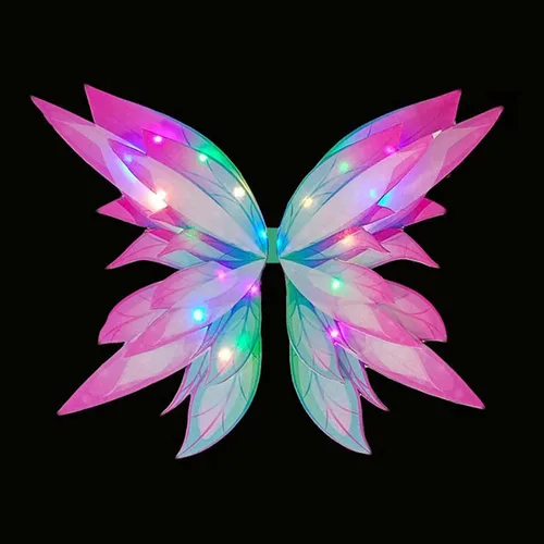 Vista 3 de Juaugusep Disfraz de Halloween para niños, falda de tul iluminada, alas de mariposa, diadema de palo de hada, recuerdo de fiesta para cosplay