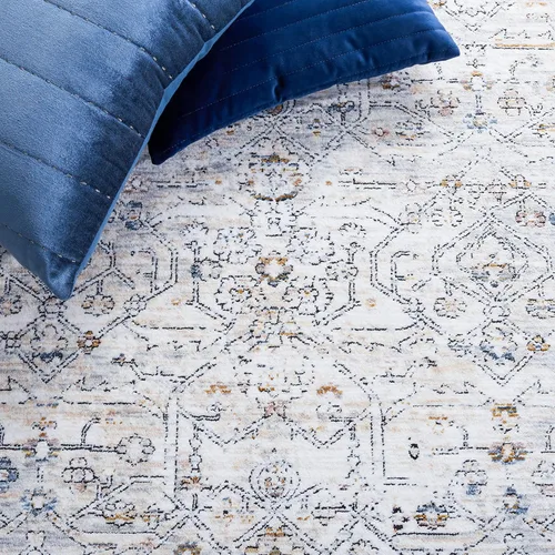 Vista 8 de SAFAVIEH Moon Dust Collection - Alfombra para pasillo, 2 x 9 pies, gris y azul, diseño vintage oriental con flecos desgastados, no desprende pelusa