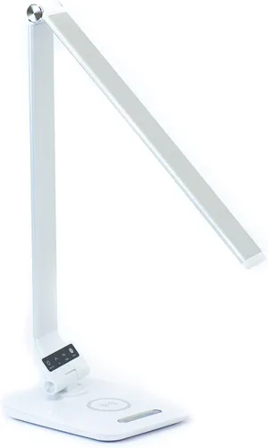 Vista 10 de Lámpara de escritorio con luz de acento RGB, cargador inalámbrico, puerto USB, controles de luz regulables (oro rosa)