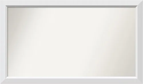 Vista 62 de Amanti Art Espejo de baño blanco para sobre el fregadero, 24 x 26 pulgadas, espejo rectangular blanco y blanco, marco de madera contemporáneo