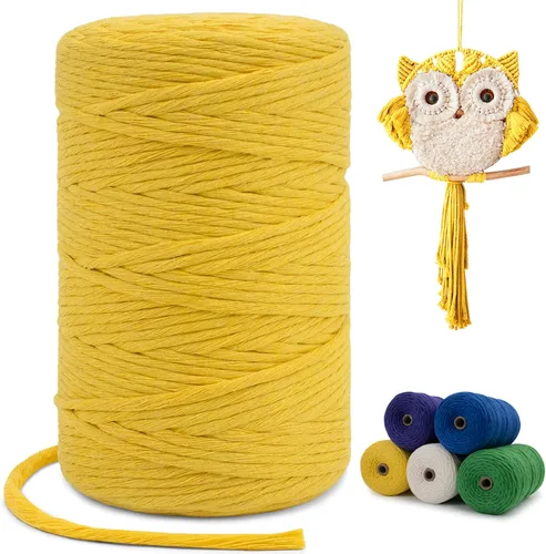 Vista 92 de Cuerda de macramé de una sola hebra de 0.197 in x 110 yardas, cuerda de macramé de algodón natural de 0.197 in, cuerda de algodón grueso para colgar