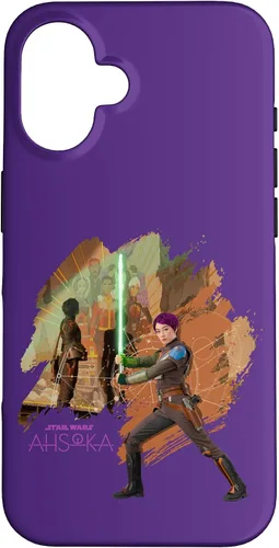 Vista 28 de iPhone 11 Star Wars Ahsoka Part Two Sabine Wren Mural y estuche de sable de luz
