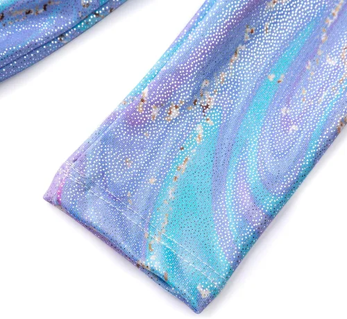 Vista 140 de HOZIY - Leotardos de manga larga para niñas, de gimnasia, para niños pequeños, trajes florales de unicornio, galaxia, arco iris, patrón de rayas