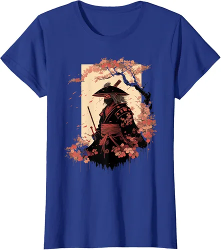 Vista 84 de Camiseta estética vintage samurái de arte japonés samurái retro cereza, Negro