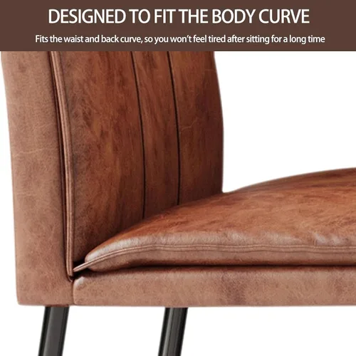 Vista 7 de Kitchen Dining Chairs,Oil Wax Leather Dining Room Chairs with Metal Legs, No Armless Leather Dining Chair with Mediumhigh Backrest for Living Room