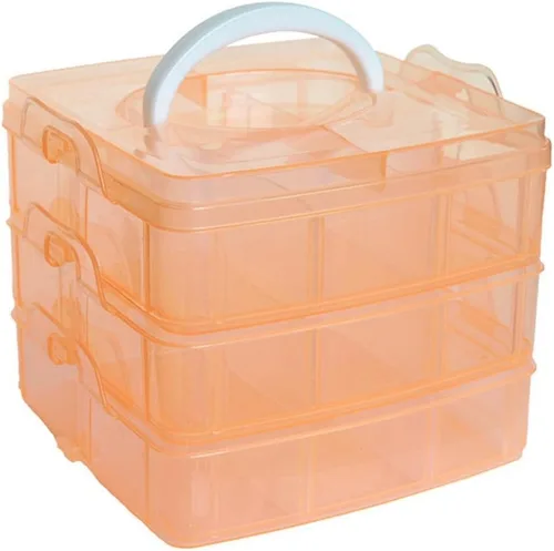 Vista 5 de Kamay's Caja de almacenamiento de plástico apilable de 3 niveles con ranura ajustable y transparente para manualidades, bandeja organizadora de 3
