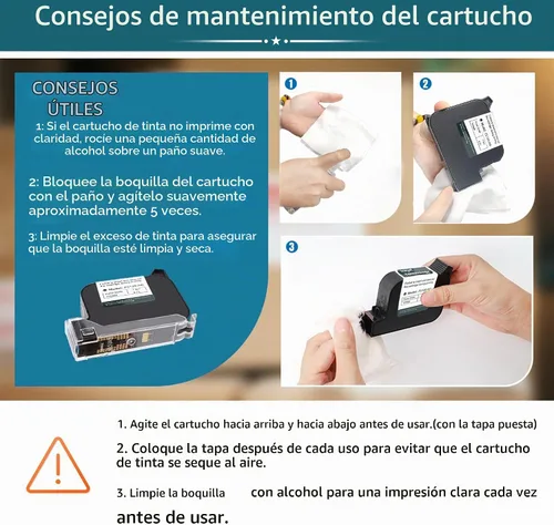 Vista 6 de Phezer Cartucho de tinta solvente de secado rápido original de repuesto PS100 impresora de inyección de tinta portátil y mini impresora de inyección
