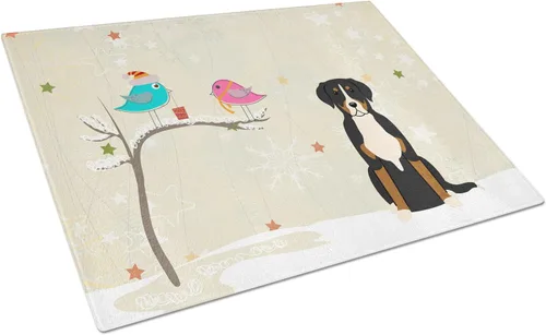 Vista 10 de Caroline's Treasures BB2513LCB - Tabla de cortar de vidrio con texto en inglés "Christmas Presents between Friends" Airedale Terrier - Tabla