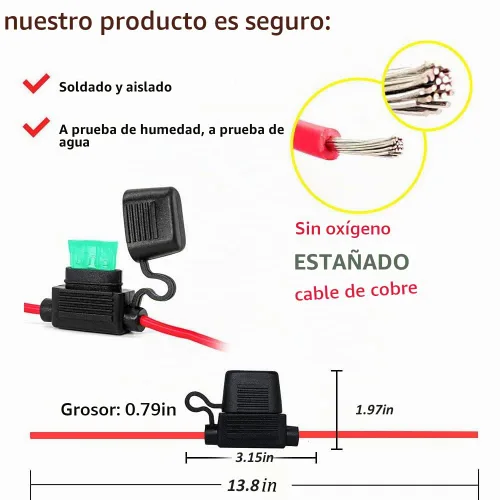 Vista 3 de VANTRONIK Portafusibles en línea maxi impermeable calibre 10 14 pulgadas