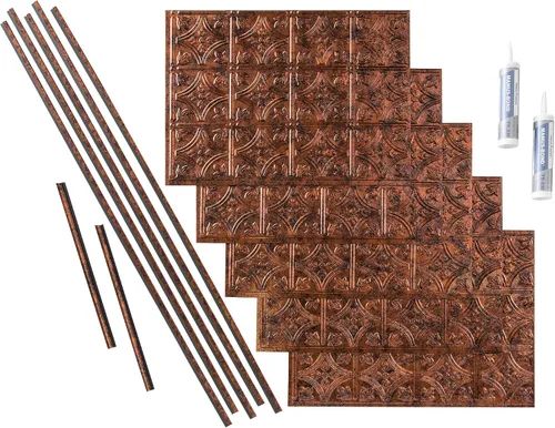Vista 16 de FASÄDE Kit de protector contra salpicaduras decorativo de vinilo estilo tradicional/patrón 1 de 15 pies cuadrados en bronce antiguo