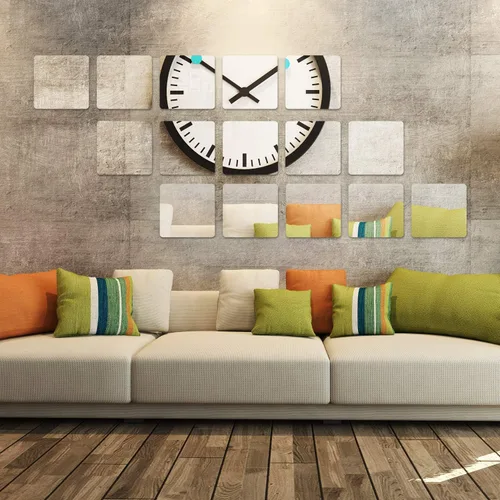 Vista 8 de Pegatinas de pared con espejo cuadrado, 12 unidades, autoadhesivas, extraíbles, 3D, de acrílico, espejo, de plástico, para decoración del hogar