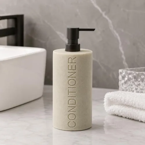 Vista 19 de Paquete de 2 botellas recargables de resina negra mate para champú y gel de baño – Juego de dispensadores de bomba modernos para baño, recipientes