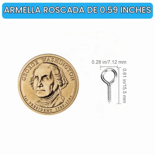 Vista 4 de Aovchei 150 tornillos de ojo de acero inoxidable 304 de 0.59 pulgadas