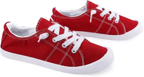 Vista 7 de Tenis de lona para mujer, sin cordones, caña baja, informales, clásicos, cómodos, planos, a la moda