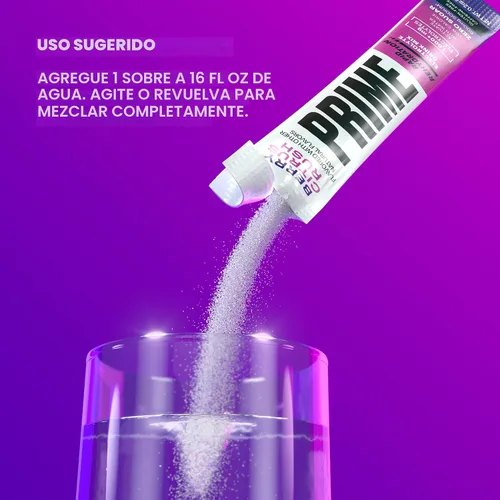 Vista 6 de Barras de Polvo de Electrolitos para Rehidratación Rápida Prime, Sabor a Bayas y Cítricos, Mezcla de Bebida Hidratante Sin Azúcar con Sodio, Potasio