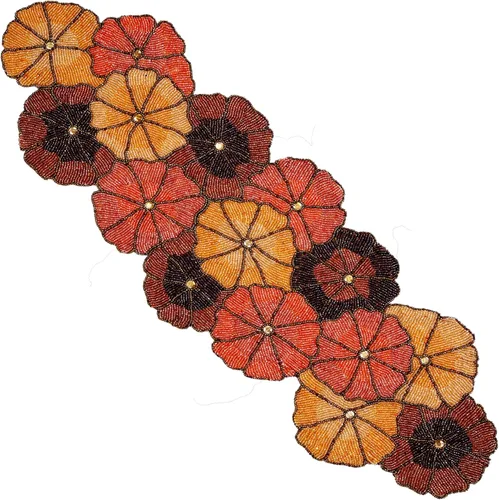 Vista 14 de CLEENTABLE Camino de mesa decorativo con cuentas de 36 pulgadas, diseño floral hecho a mano con respaldo de poliéster duradero para comedor, mesa