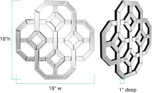 Vista 5 de Howard Elliott Armonia Espejo hexagonal entrelazado con formas geométricas, pieza decorativa contemporánea biselada para entrada, baño, dormitorio