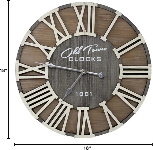 Vista 8 de Reloj de pared rústico de madera romana vintage de 18 pulgadas, manecillas plateadas (letras de madera blanca, 18 pulgadas)