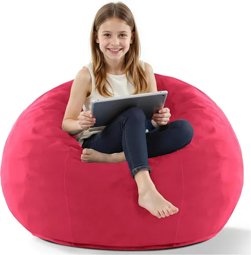 Vista 9 de HABUTWAY Silla de Puf de 2 Pies, Puf de 2' de Sillones Pequeños con Relleno, Silla de Puf en Forma de Lágrima de Terciopelo Ultra Suave con Funda
