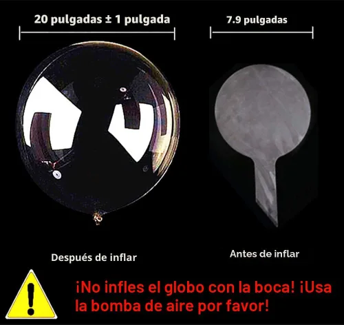 Vista 5 de Globos Bobo con luz LED con palos, 10 paquetes de asas intermitentes, globos de burbujas de 20 pulgadas, palos de 27.7 pulgadas, decoración