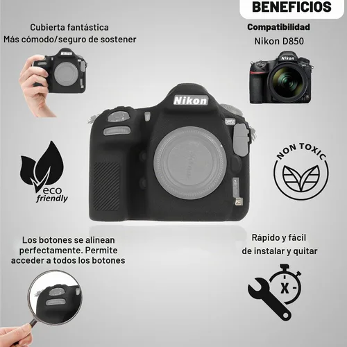 Vista 3 de Funda de cámara para Nikon D850 - Funda protectora de silicona para DSLR, jaula desmontable, a prueba de golpes, a prueba de polvo (negro)