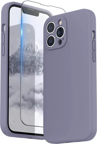Vista 12 de SURPHY Funda compatible con iPhone 13 Pro Max con protector de pantalla, (protección de cámara + forro de microfibra suave), funda de silicona Negro