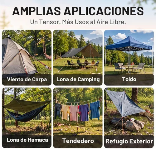 Vista 6 de SATINIOR Guyline - Tensor de aleación de aluminio para tienda de campaña, tensor de cuerda de paracaídas, ajustadores de cuerda para tienda de Negro