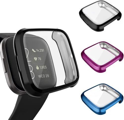 Vista 8 de Paquete de 3 protectores de pantalla compatibles con Fitbit Versa 2, GHIJKL, ultrafino, suave, TPU, funda protectora completa contra golpes