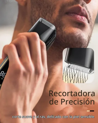 Vista 8 de Recortadora de barba al vacío para hombres USB-C recargable, recortadora de Negro