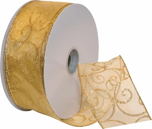 Vista 29 de Morex Ribbon Cintas transparentes con purpurina con espiral, cinta navideña para manualidades y decoraciones de Navidad, envoltura de regalos, 1.5