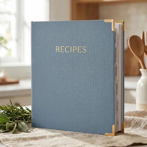 Vista 9 de Carpeta estética de recetas de 8.5 x 11 pulgadas con cubierta impermeable, el libro de recetas perfecto con fundas de plástico para escribir tus