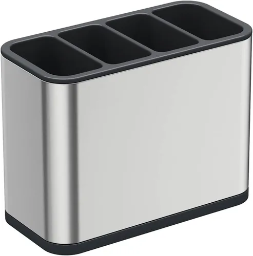 Vista 2 de TESOT Organizador de cubiertos para utensilios con soporte para cucharas con 4 compartimentos divididos, acero inoxidable resistente, a prueba