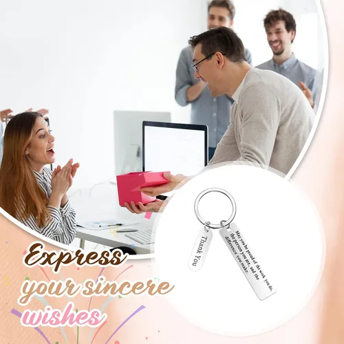 Vista 3 de 50 piezas de regalos de agradecimiento, llavero de agradecimiento para empleados, regalos inspiradores de oficina para mujeres, hombres, compañeros
