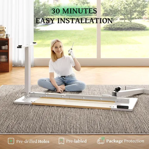 Vista 9 de SIAGO - Escritorio eléctrico de pie ajustable de 48 x 24 pulgadas, para estar sentado o de pie, con gestión de cables - Mesa ajustable en altura