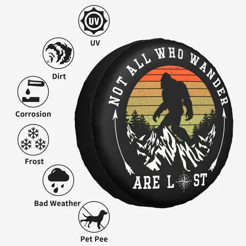 Vista 6 de Not All Those Who Wander are Lost - Cubierta de neumático de repuesto de 14 pulgadas, protector de rueda para camión, SUV, remolque, camping, RV