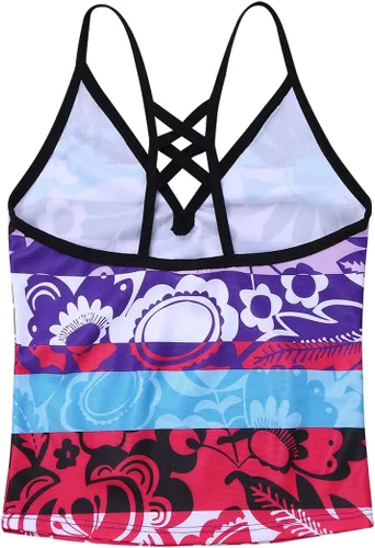 Vista 4 de Conjunto de 3 piezas de camiseta con estampado floral y pantalones cortos para niñas