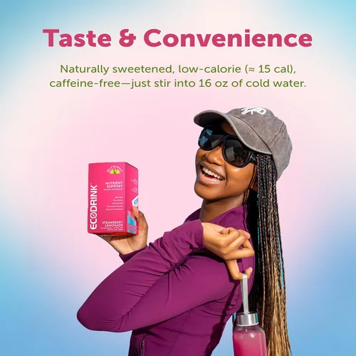 Vista 6 de Mezcla multivitamínica completa para bebidas ECODRINK sabor a arándanos y granada, paquete con 30 sobres (no incluye botella)