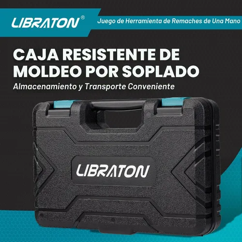 Vista 8 de LIBRATON Pistola de remache de una mano, juego de pistola de remache pop, remachadora manual profesional, herramienta de remachado manual con 200