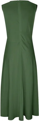 Vista 4 de Vestidos negros para mujer, estampado floral, color sólido, dobladillo fluido, vestido largo sin mangas, cuello en V, vestidos largos de fiesta