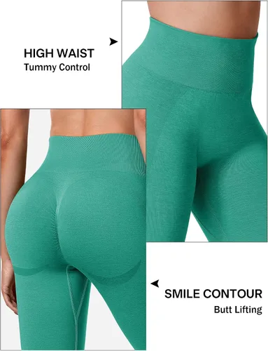 Vista 3 de YEOREO Vivien - Leggings de entrenamiento para mujer, cintura alta, levantamiento de glúteos, contorno de sonrisa, sin costuras, pantalones de yoga