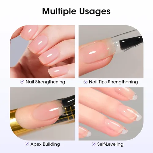 Vista 4 de Gellen Gel constructor de uñas transparente de 3.4 fl oz, gel fortalecedor de color duro, construcción de ápice de uñas, gel de uñas UV de larga