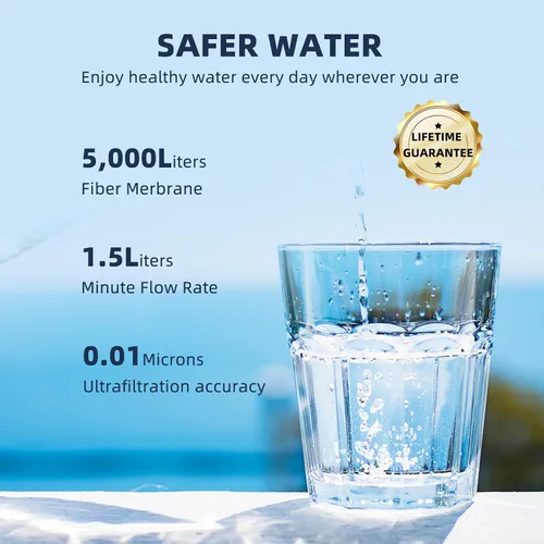 Vista 6 de Filtro de agua de emergencia Sistema de filtración de agua grande Supervivencia - Filtro de agua de bomba de mano, purificador de agua de alto