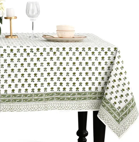 Vista 35 de CPC - Mantel cuadrado 100% algodón, 60 x 60 pulgadas, estampado de bloques indios, mantel para bodas, primavera/verano, barbacoa, verde ágata
