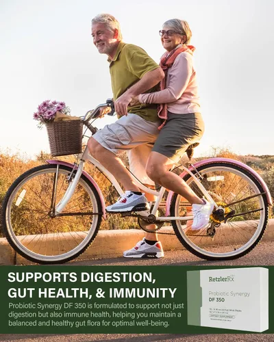 Vista 5 de Probiotic Synergy DF 350 ® de Dr. RetzlerRx™ - 350 mil millones de UFC - Sin lácteos y alta potencia 350 CFU Suplemento probiótico de 18 cepas