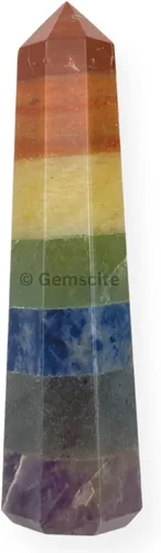 Vista 3 de WholesaleGemShop - Torre de obelisco de piedras preciosas de 3 pulgadas, faceta gigante, cristal de roca de Aura Rock Natural pulido Earth Wand