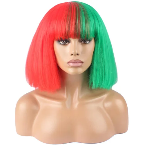 Vista 12 de WeKen peluca de moda con corte bob corto, con flequillo recto, para mujer, peluquines sintéticos, Negro