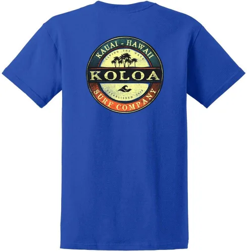 Vista 34 de Koloa Surf - Camisetas de algodón pesado para hombre, tallas grandes y altas Azul acuático/negro buscando diseño de ondas